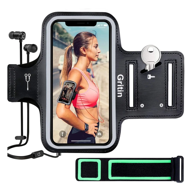 Gritin Running Armband for iPhone 1414 Pro1313 Pro1212ProXsXrX - Skin-Friendly 