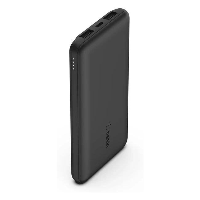 Belkin 10000mAh USB-C Power Bank, 15W, 2 USB-A Ports, Schwarz