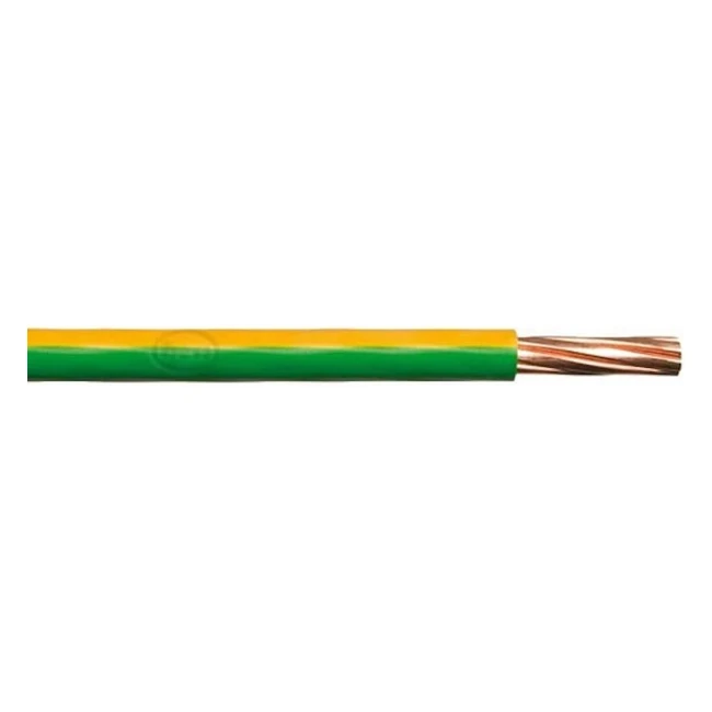 Merriway BH01443 Single Core Round Earth Cable 6491X 100mm Yellow Green - 5 Metres
