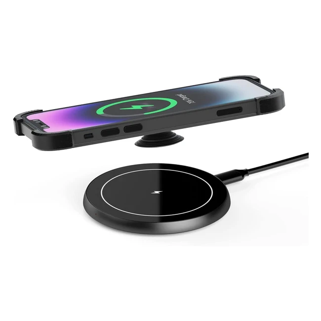 Chargeur Induction KPON 15W Sans Fil Rapide Qi - iPhone 14 Pro Max, Galaxy S22, Airpods - Réf. 1414