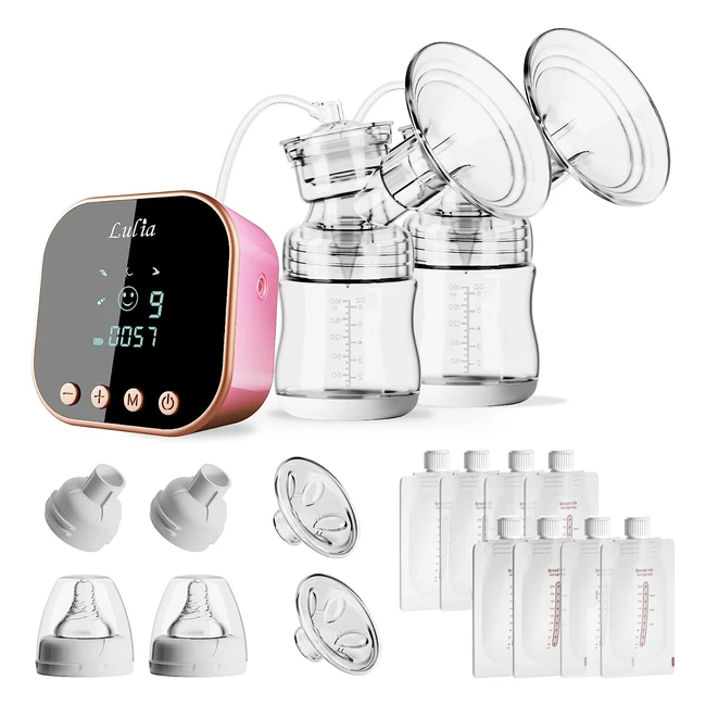 Pompe à lait électrique double - 3 modes et 9 niveaux - Marque XYZ - Réf. 12345 - Avec sac de rangement et adaptateur