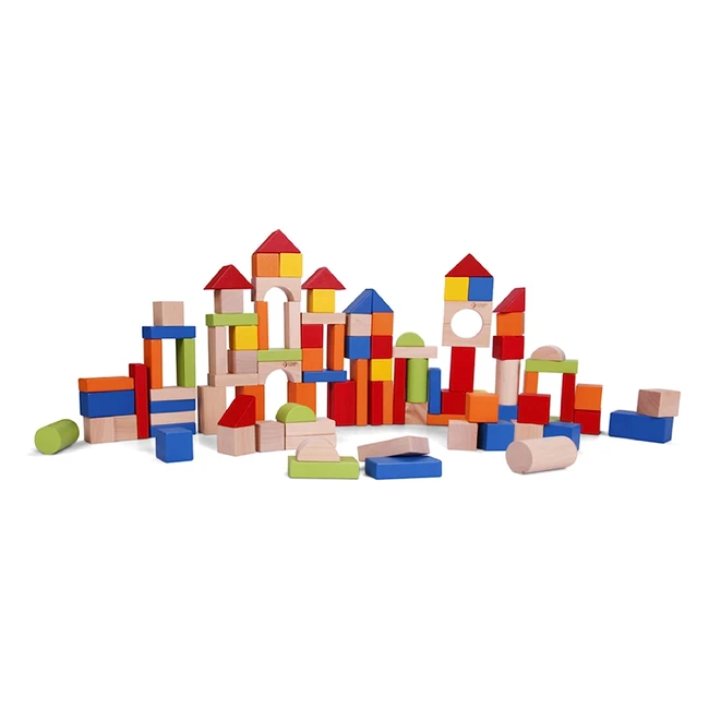 Classic World 3642 100 Building Blocks Set - Educational Fun, Durable Wooden Blocks