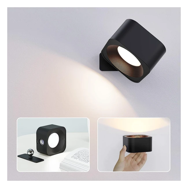 Mede Wall Light LED Wall Lamp | Long Battery Life | USB Rechargeable | Touch Control | Dimmable | Warm Natural White Light | 3 Brightness | 360 Rotatable | Bedroom Corridor Stairs