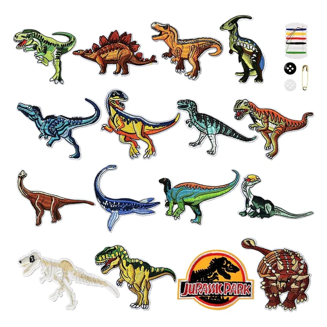 Parches termoadhesivos para ropa - Auauy 16pz - Diseños de dinosaurios - Coser o planchar - ¡Agrega estilo a tus prendas!