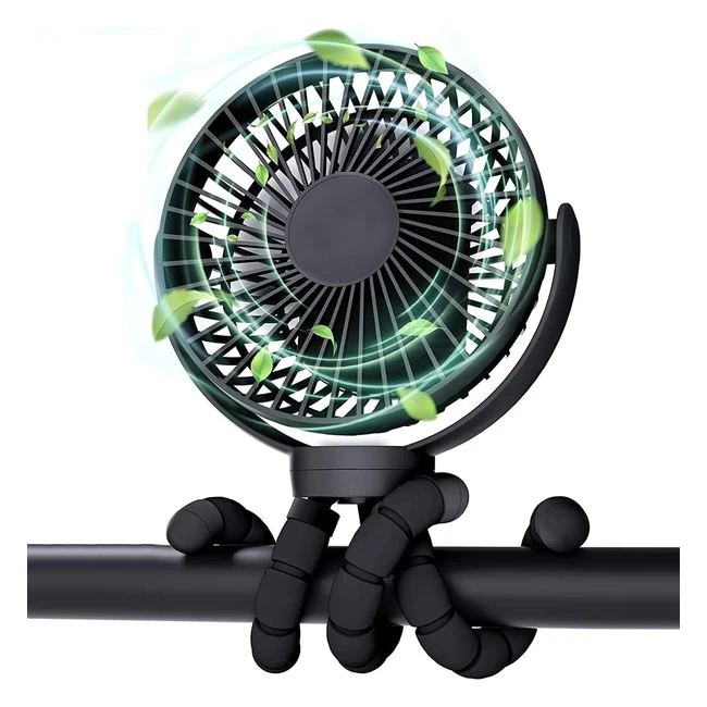Octopus Pram Fan - Clip-On Fan for Pram Pushchair - 3 Speeds - Rotatable Handheld Personal Fan