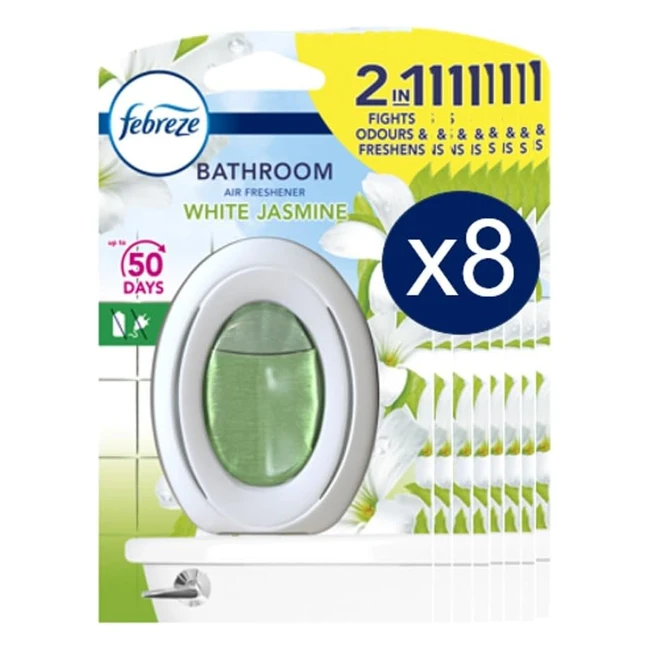 Febreze Bathroom Air Freshener - White Jasmine Scent - 75ml - Pack of 8