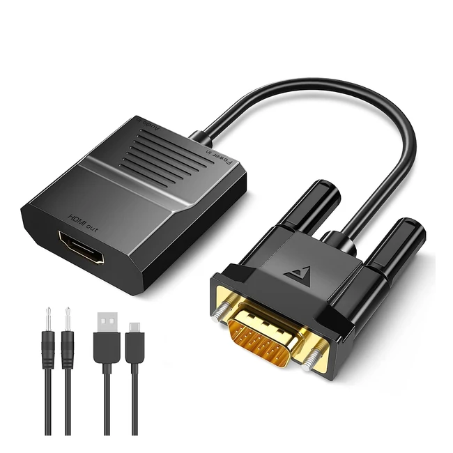 Adaptador VGA a HDMI 1080p - Foinnex - Ref. 12345 - Convierte VGA a HDMI con Audio