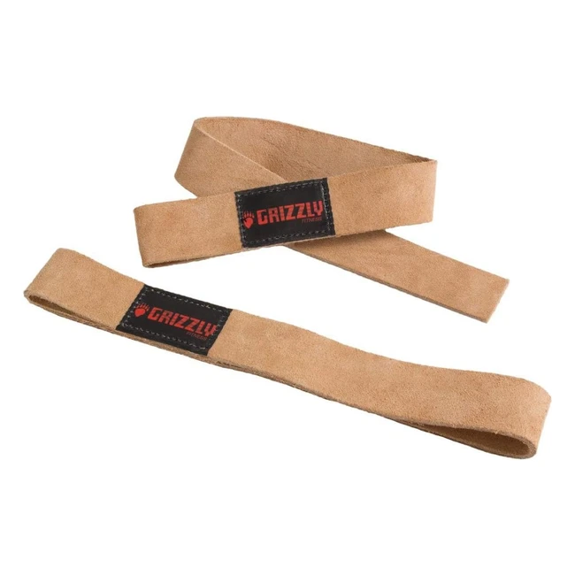 Grizzly Fitness Weight Lifting Straps - Natural Leather, One Size - Increase Grip Strength