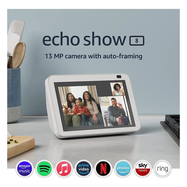 Certified Refurbished Echo Show 8 2nd Gen - HD Smart Display with Alexa & 13MP Camera