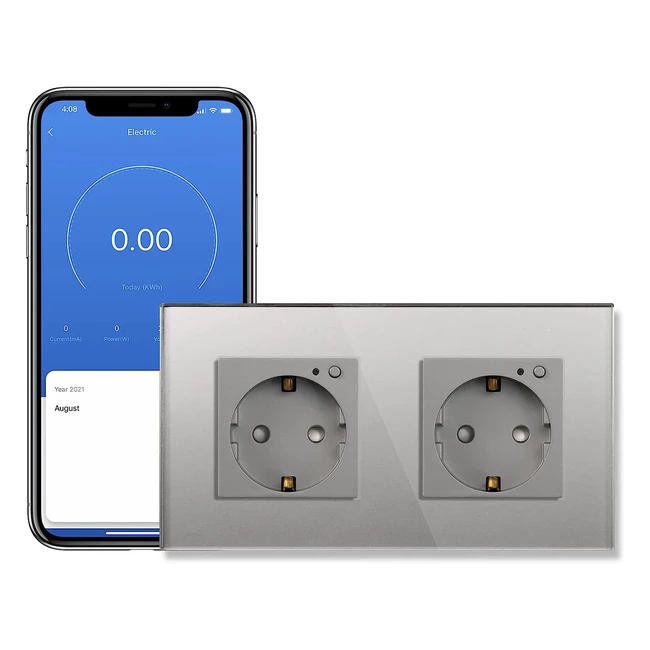 Enchufe Inteligente WiFi16A Bseed, Compatible con Alexa y Google Home, Monitor de Energía, Control Remoto y de Voz, Función de Temporizador