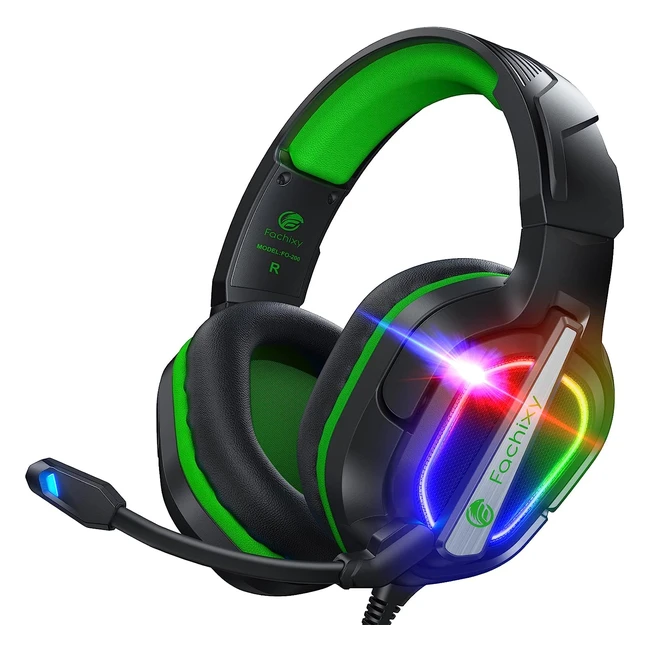 Cascos Gaming Fachixy FC200 PS4/PS5/PC/Xbox One/Switch - Cancelación de Ruido, Sonido Estéreo, Micrófono, Luz RGB