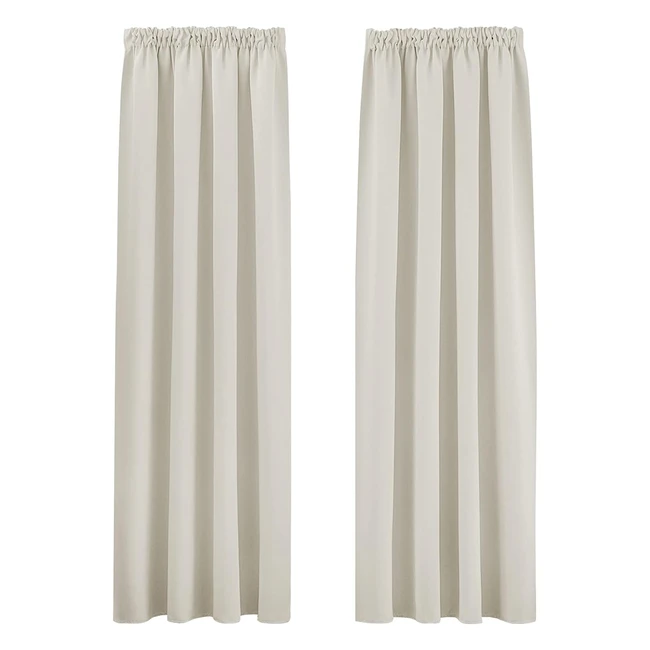 Pony Dance Hitzeabweisende Vorhänge - Thermovorhang, 2er Set, H 200 x B 140 cm, Verdunkelungsvorhang für Wohnzimmer, Bergardinen, Hellbeige