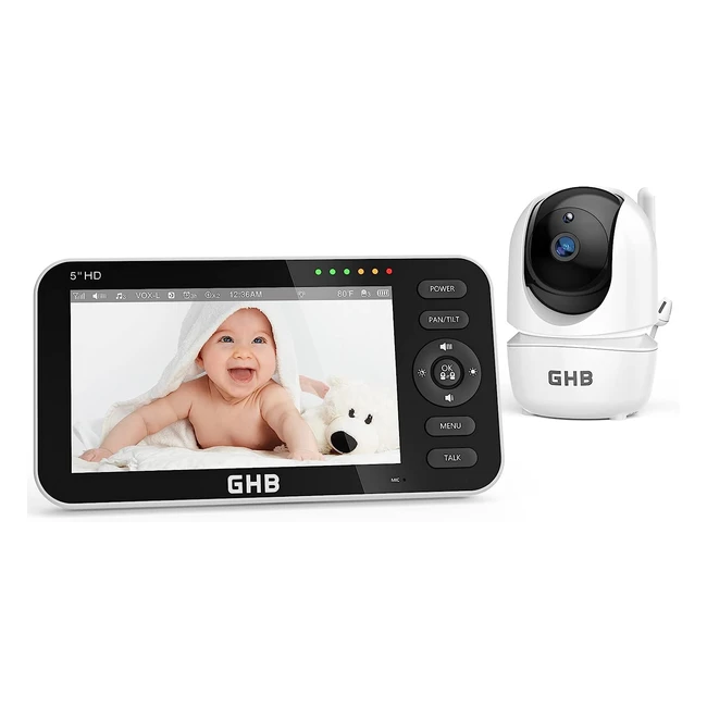 GHB Babyphone mit Kamera 5 Zoll LCD-Display Vox-Modus Intercom Nachtsicht Temperaturanzeige Modell 2023
