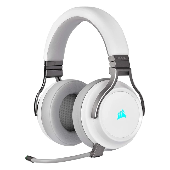 Casque gaming sans fil Corsair Virtuoso RGB - Son surround 7.1 - Microphone omnidirectionnel - Compatibilité PC Xbox One PS4 Switch et mobiles - Blanc