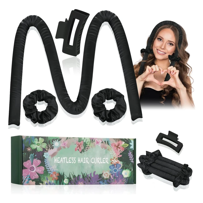 Heatless Curlers Headband | High Resilience Sponge | DIY Long Hair Styling Tools | No Heat Silk Curling Ribbon | Reference: XYZ123 | Sleep-In Overnight