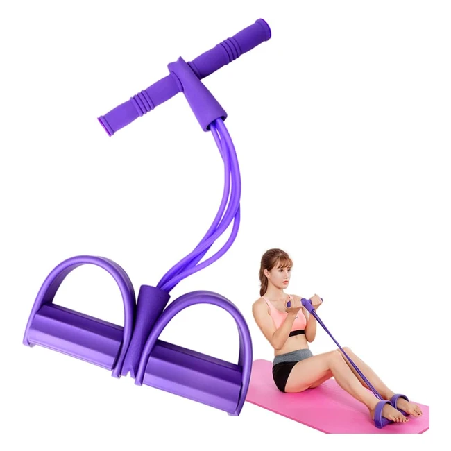 Feezi 4 Tubes Elastic Sit Up Pull Rope - Abdominal Leg Waist Exerciser