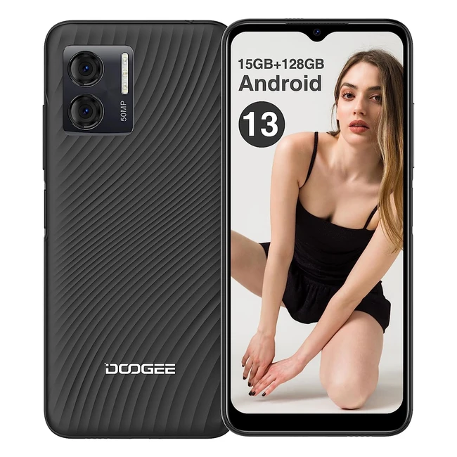 Doogee N50 Mobile Phone - Unlocked, Android 13, 15GB RAM, 128GB ROM, 50MP Camera, 4G, 4200mAh - Black