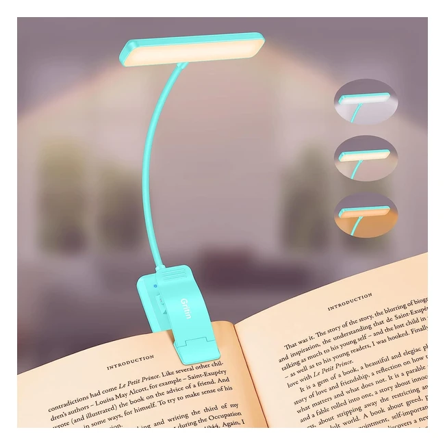 Lampe de lecture Gritin 19 LED - Rechargeable - Protection des yeux - Gradation - 3 couleurs - 360 cou flexible