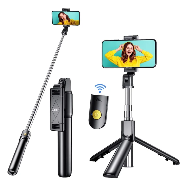 Gritin Selfie Stick 3 in 1 - Bluetooth, Extendable, Portable - iPhone/Galaxy/Huawei