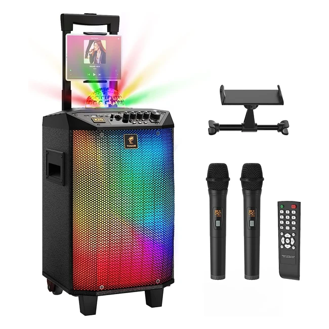 Equipo de Karaoke Profesional Inalámbrico TONOR K20 - Altavoz Portátil con Micrófonos Inalámbricos y Bola Luminosa