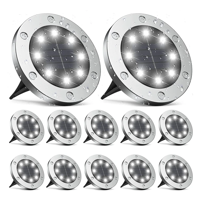 Lampade Solari da Giardino Gabless - 12 Pezzi Faretti LED Esterno - IP65 Impermeabile