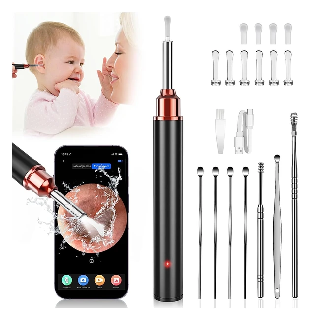 Otoscope Oreille 21 pcs 1920p HD 35 mm Camera Oreille IP67 Etanche USB C Endoscope Wifi Nettoyant Oreille Kit