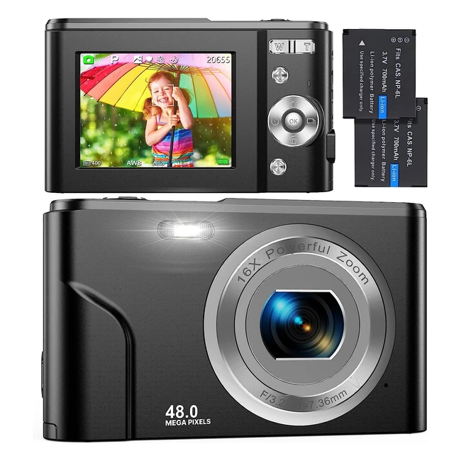 Fotocamera Compatta 1080p HD - 48MP - Zoom 16x - LCD 2.4