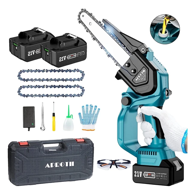 Cordless Mini Chainsaw 8 Inch - Aprotii 40004000mAh - Brushless Motor - Garden Tree Pruning Wood Cutting