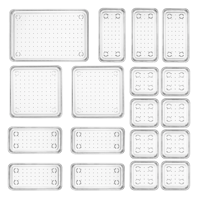 Organizador de Cajones Famhap 18 Piezas - Almacenamiento en Cajones Escritorio Cocina Baño y Maquillaje