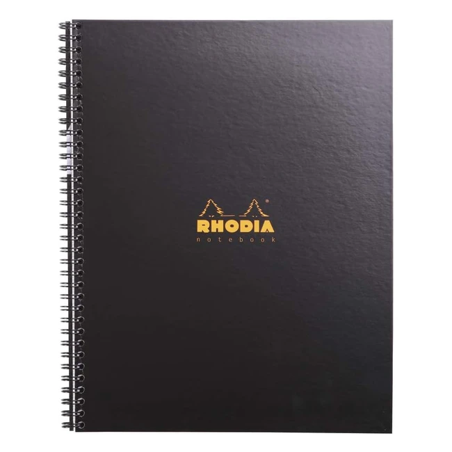 Rhodia 191310C Spiral Notebook - Black A4, 160 Detachable Pages, Clairefontaine Paper 90g