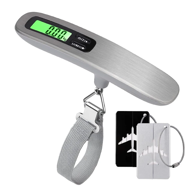 Balance électronique de bagages Coolzon PSE - Capacité 110 lb/50 kg - Avec 2 étiquettes de bagages - Parfait pour voyages d'affaires
