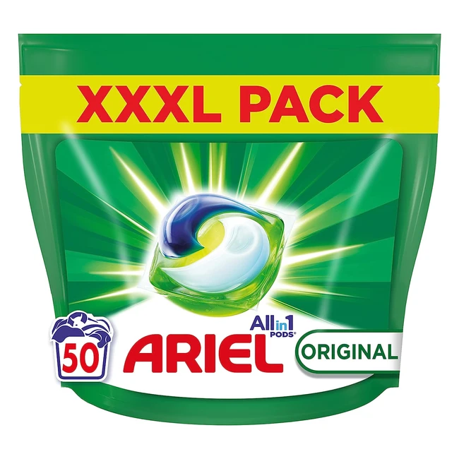 Ariel Allin1 Pods - Lessive liquide en capsules - 50 lavages - Efficacité exceptionnelle contre les taches - Parfum frais