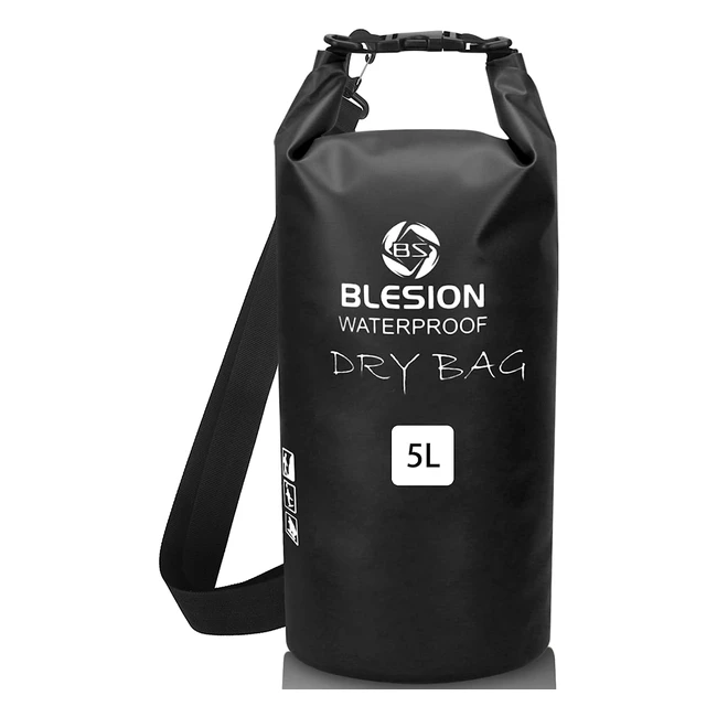 Blesion Bolsa Estanca Impermeable 5L-30L para Kayak, Rafting, Pesca, Playa, Acampar, Natación, Senderismo - Negro