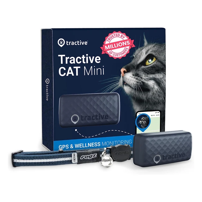 Tractive GPS Cat Tracker Mini - 247 Location & Escape Alerts - Unlimited Range - Blue - Rogz Breakaway Collar