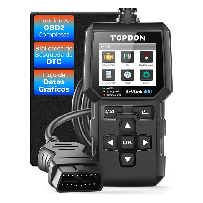¡Lector de Códigos Topdon Artilink400! Funciones OBD2 Completas, Flujo de Datos en Vivo, Verificación de Emisiones, Lectura de VIN