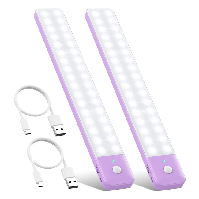 Luce Armadio LED Qtshine 80LED - Super Luminoso - Sensore di Movimento - USB C Ricaricabile - Lampada Armadio 32cm - Luce Magnetica - 3 Modalità