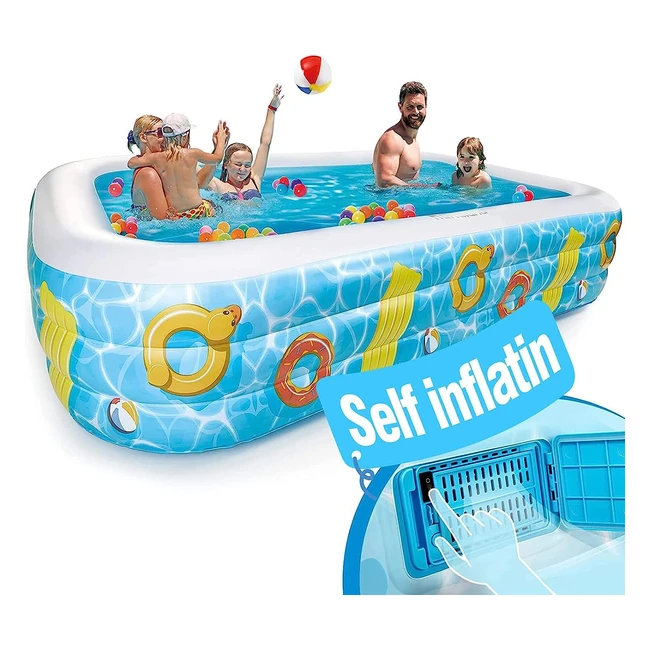 Thickened Swimming Pool Self-Inflatables 300x182x51cm  Family Rectangle Deep In