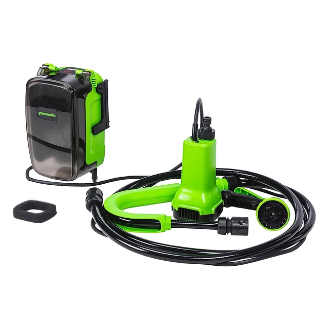 Greenworks G24SWP Cordless Submersible Water Pump - 1800L/Hour - 12 Quick Coupler - 2m Hose - No Battery/Charger - 3 Year Guarantee