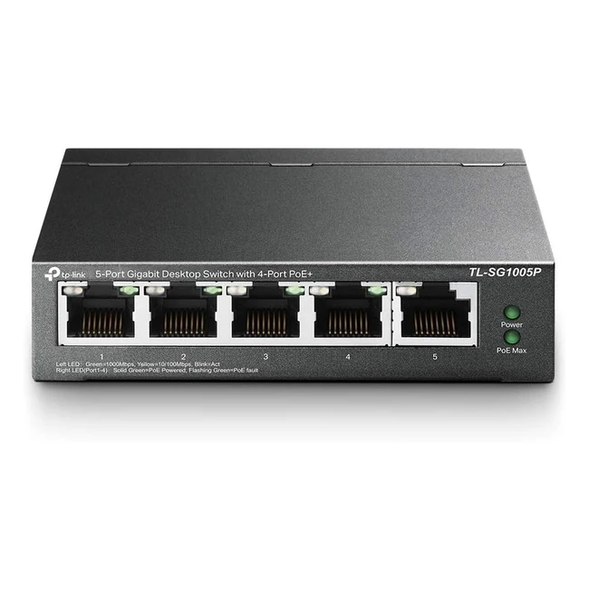 TP-Link 5 Port Gigabit PoE Switch, 4 Port PoE, 56W, 802.3af Compliant, Traffic Optimization