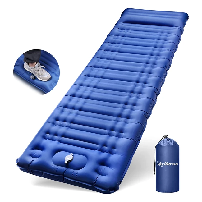 ArlieRSS Selfinflating Camping Mat Ultralight Air Mattress, Builtin Pump, Thickened, Outdoor Sleeping Mat with Pillow, Hiking, Outdoor Activities, Travel, Beach, Blue