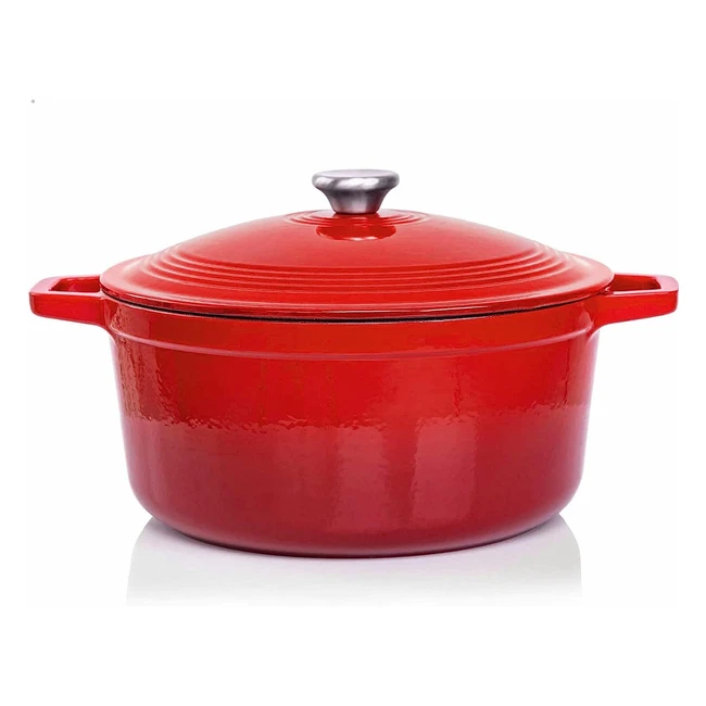 Cocotte Fonte Maille Veohome Rouge 6L - Ultra Résistante - Induction/Gaz/Four - Saveurs Authentiques