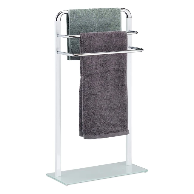 Porte-serviettes design moderne Relaxdays blanc 3 barres métal chromé HxLxP 80x45x20 cm