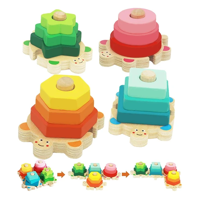 Juguetes de Madera Rompecabezas Montessori - Aprendizaje y Diversión para Bebés y Niños - Set de Bloques de Geometría y Reconocimiento de Formas - Referencia: GOORDER-1234