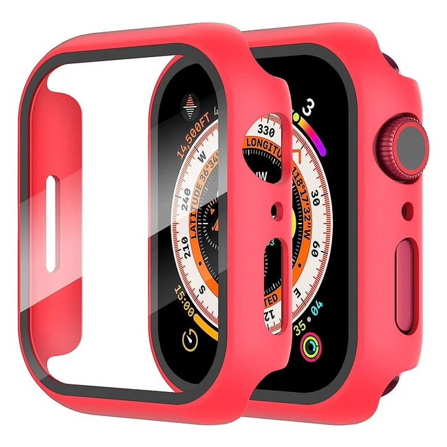 Diruite 2Pack Apple Watch Series 8/7/6/5 Tempered Glass Case - Full Protection, HD Clear, Easy Install