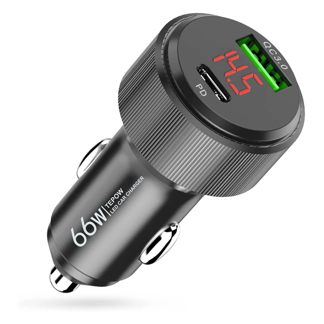 Cargador Coche Carga Rápida 66W + Adaptador USB-C PD30 36W + QC40 30W