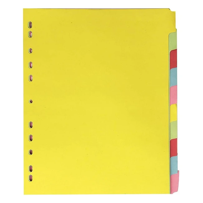 Elba A4 Extra Wide 10 Part Card File Dividers - Assorted Colors - 5 Sets