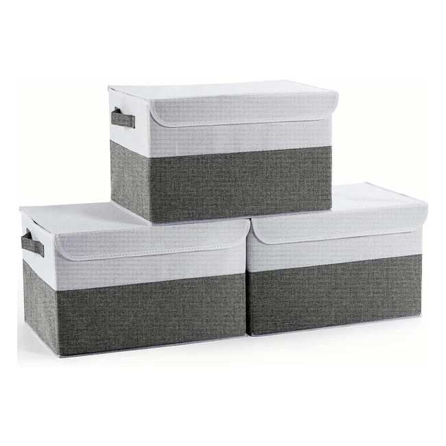 Caja de almacenamiento plegable grande Emanis - Organiza y personaliza tu hogar - Juego de 3 - Gris/Blanco