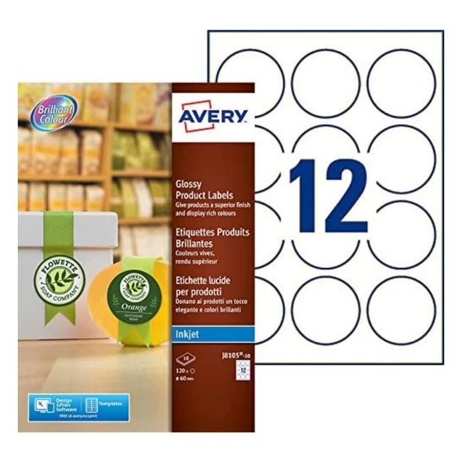 120 étiquettes rondes autocollantes personnalisables 60mm - Avery