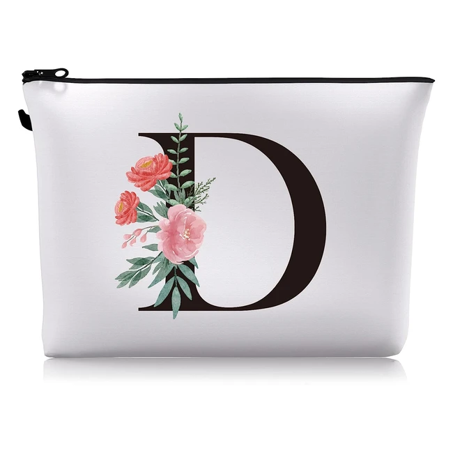 Personalized Makeup Bag for Women - Floral Initials - High Quality Material - Un