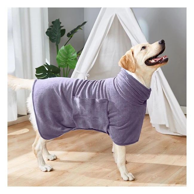 Zorela Dog Drying Coat Towel Robe | Super Absorbent 400gsm Microfibre | Fast Drying | Adjustable Collar & Waist | Large Dog